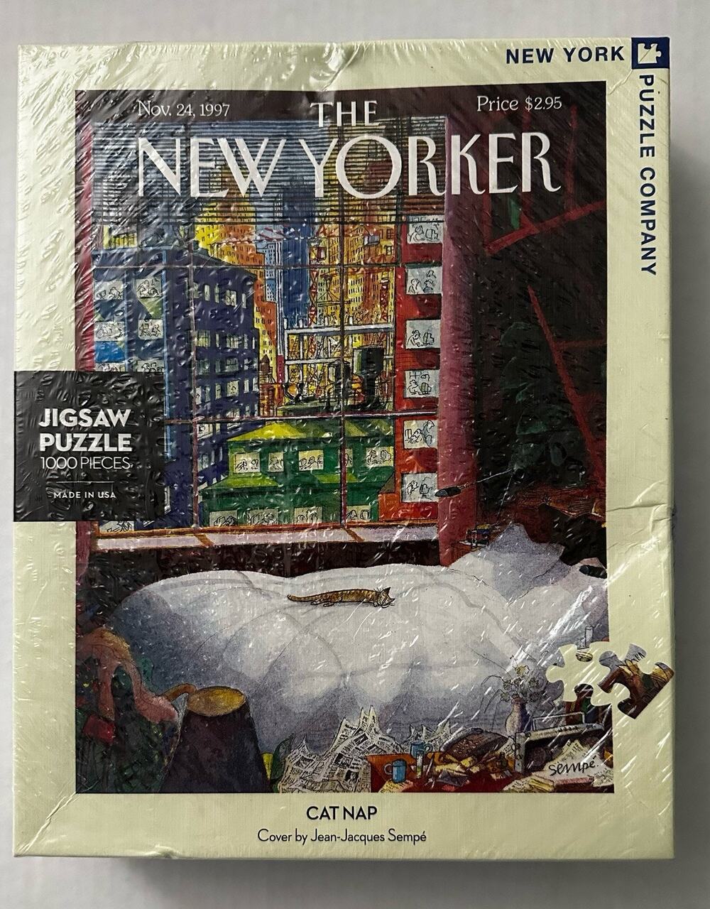 NEW New York Puzzle Company New Yorker Cat Nap 1000 Piece Jigsaw Puzzle